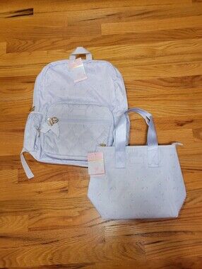 NWT LoveShackFancy x Yoobi Ditsy  Whisper Blue Floral Backpack + Lunch Tote Set